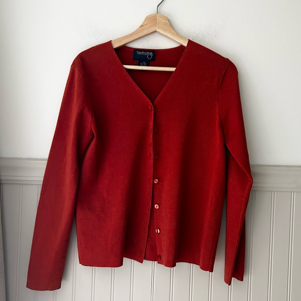 Vintage Country Shop XS Wool Silk Rust Button Cardigan